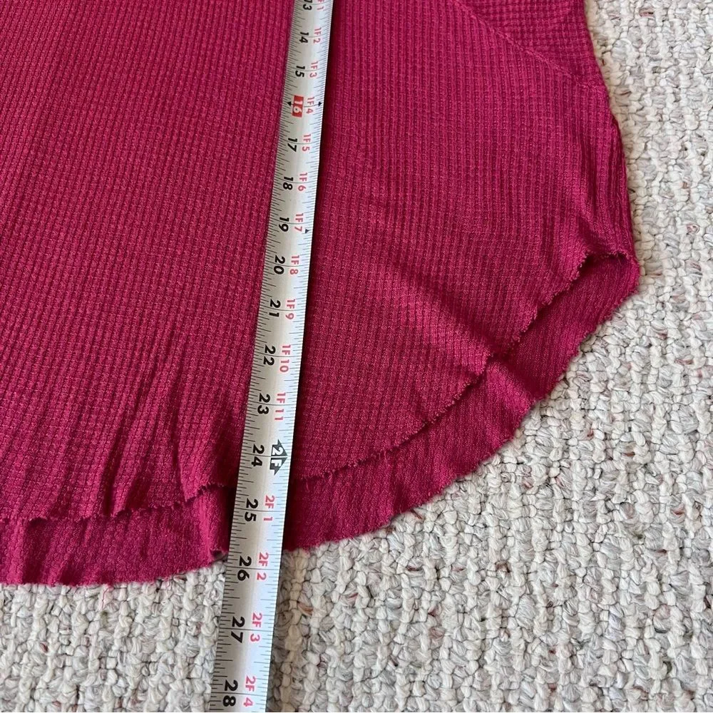 Free People Waffle Knit Thermal Top With Lace Trim
